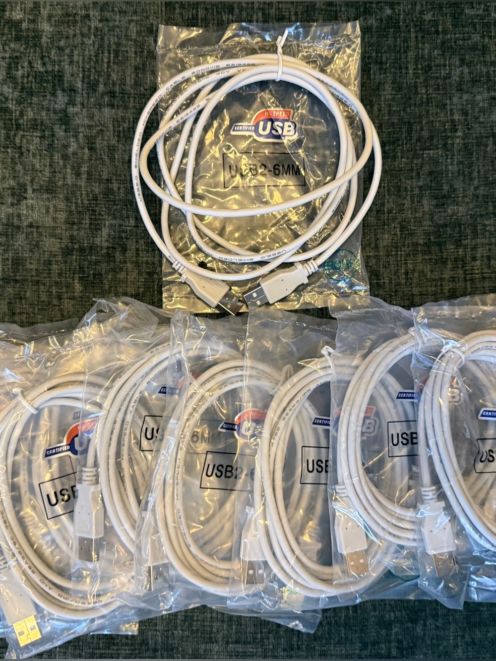 USB-A to USB-A Cable Bundle – 6ft (New in Packaging)
